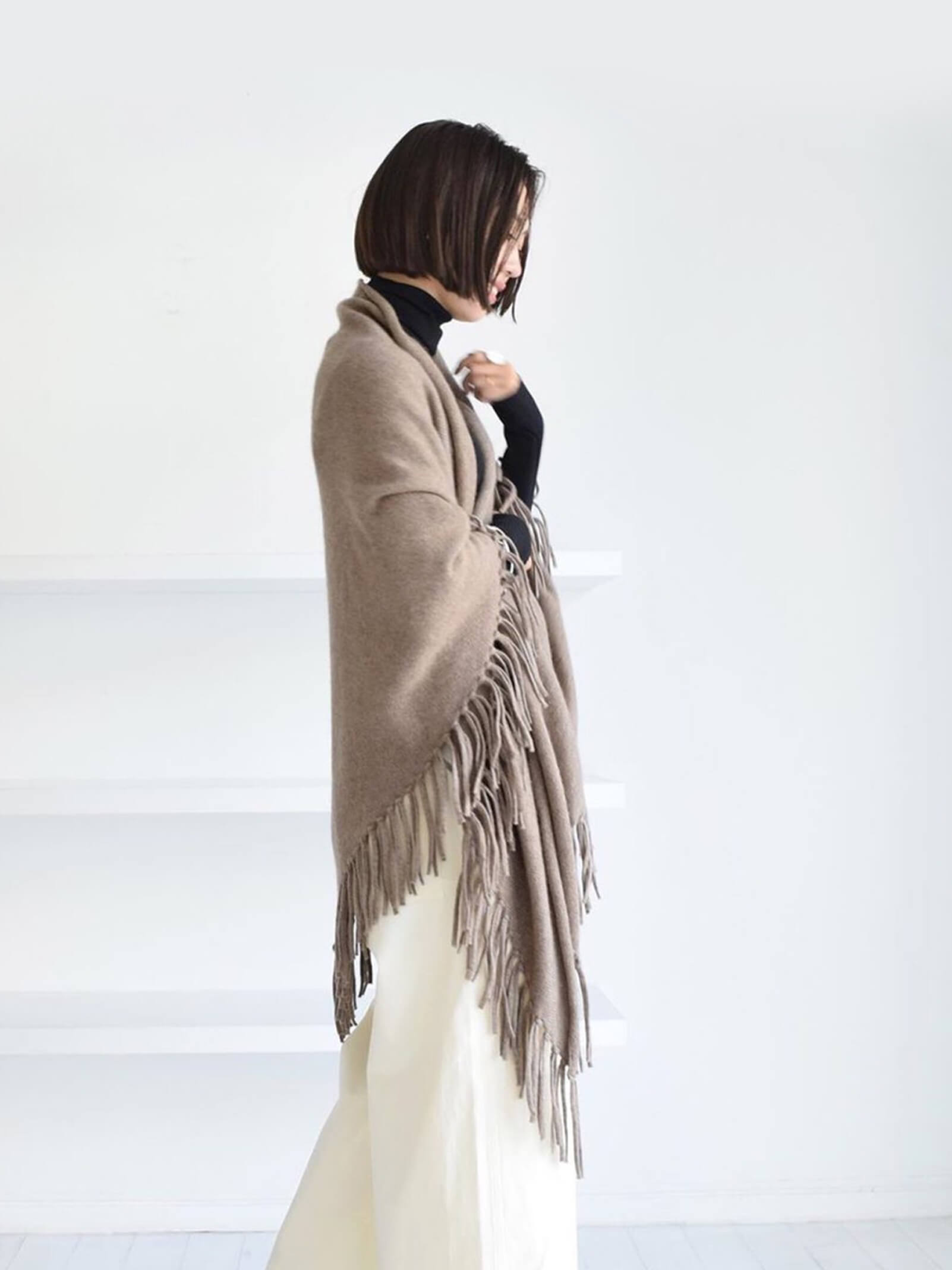 FRINGE SHAWL NATURAL