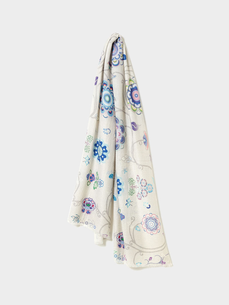 プリントカシミヤストール・花氈（かせん）